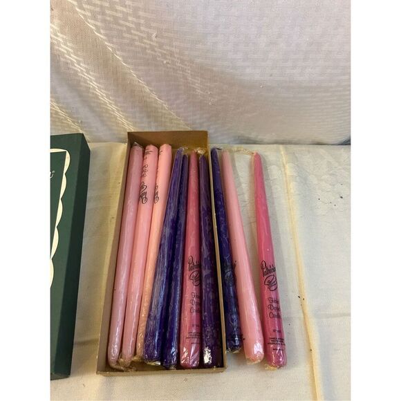 10 Patrician Lavender and Pink Tapered 12" Candles in Box USA NEW - Picture 3 of 4